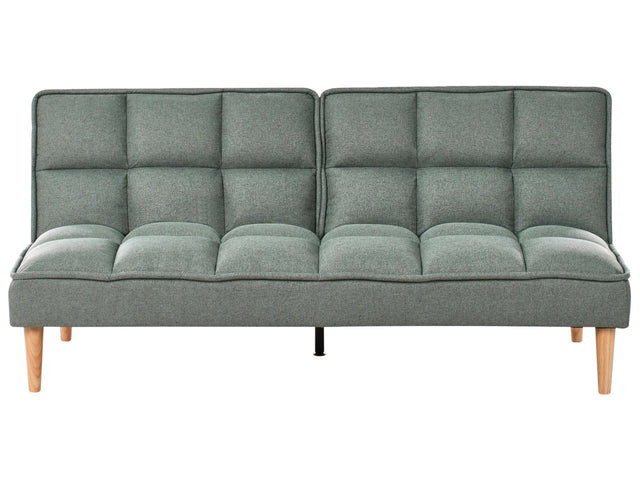 Sofa Bed Light Green Easy Clean Fabric 3-Seater Reclining Back Quilted Simple Sleeper Couch Click-Clack Beliani