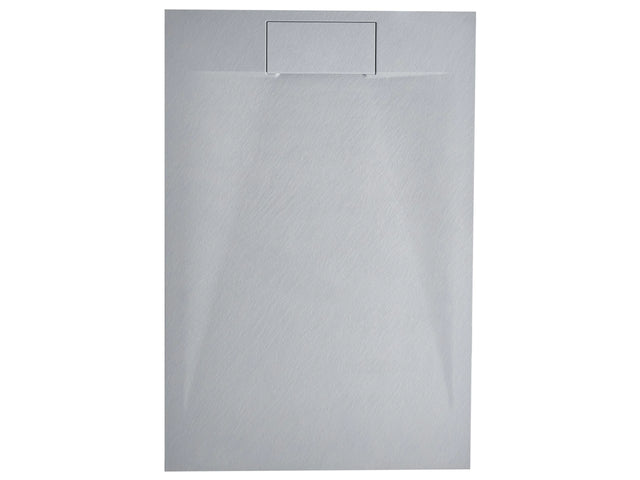 Shower Tray with Drain Grey SMC 80 x 120 x 3 cm Minimalist Natural Stone Effect Beliani