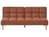 Sofa Bed Golden Brown Easy Clean Fabric 3-Seater Reclining Back Quilted Simple Sleeper Couch Click-Clack Beliani