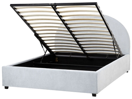 Storage Bed Light Blue Polyester Fabric EU Double Size 4ft6 Minimalist Retro Design Ottoman Storage Beliani