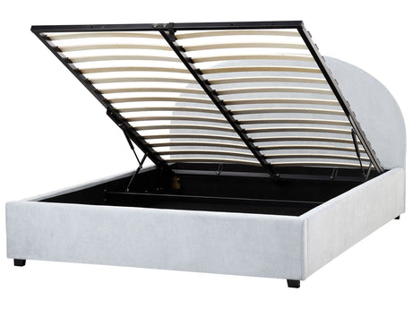 Storage Bed Light Blue Polyester Fabric EU King Size 5ft3 Minimalist Retro Design Ottoman Storage Beliani