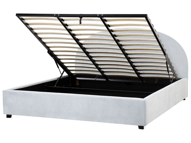 Storage Bed Light Blue Polyester Fabric EU Super King Size 5ft3 Minimalist Retro Design Ottoman Storage Beliani