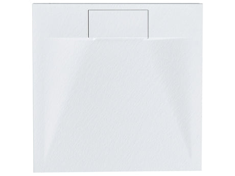 Shower Tray with Drain White SMC 80 x 80 x 3 cm Minimalist Natural Stone Effect Beliani