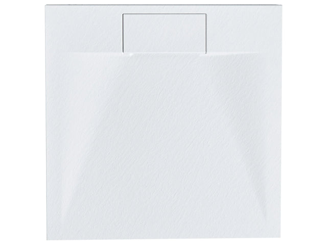 Shower Tray with Drain White SMC 80 x 80 x 3 cm Minimalist Natural Stone Effect Beliani
