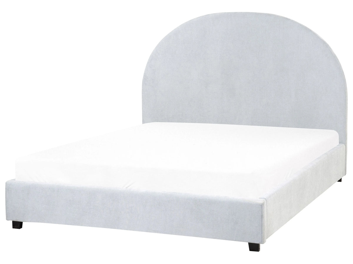 Bed Light Blue Polyester Fabric EU Double Size 4ft6 Minimalist Retro Design Beliani