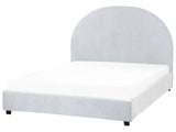Bed Light Blue Polyester Fabric EU Double Size 4ft6 Minimalist Retro Design Beliani