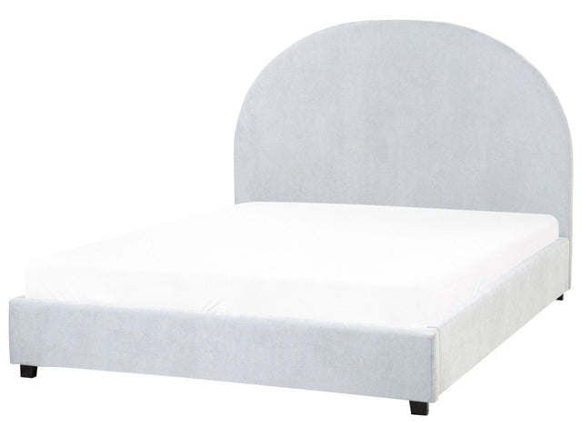Bed Light Blue Polyester Fabric EU Double Size 4ft6 Minimalist Retro Design Beliani