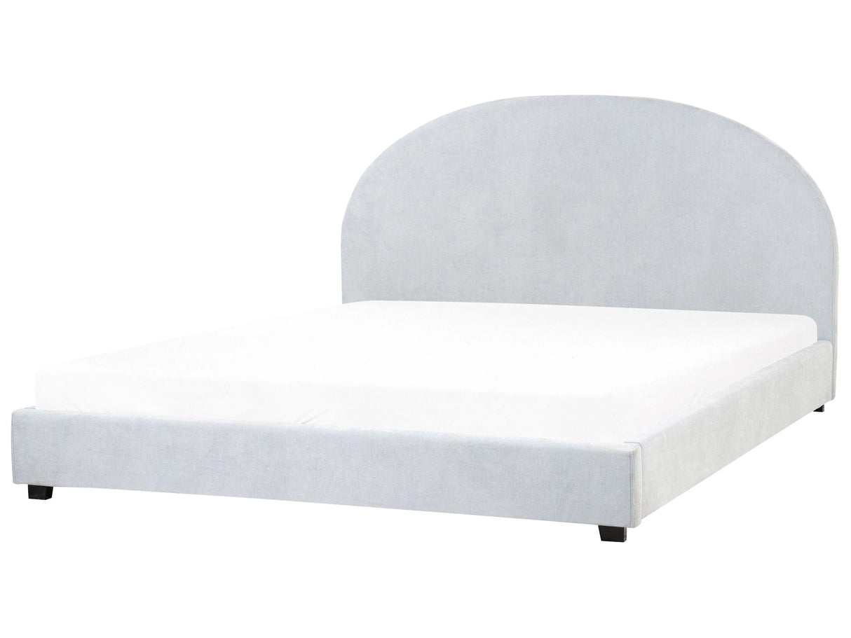 Bed Light Blue Polyester Fabric EU Super King Size 6ft Minimalist Retro Design Beliani
