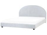 Bed Light Blue Polyester Fabric EU Super King Size 6ft Minimalist Retro Design Beliani