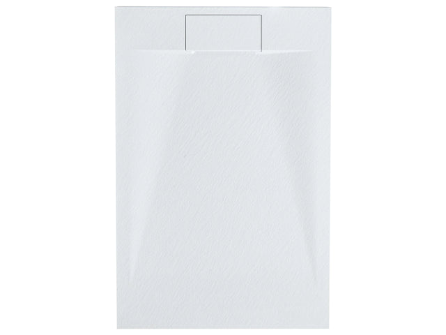 Shower Tray with Drain White SMC 80 x 120 x 3 cm Minimalist Natural Stone Effect Beliani