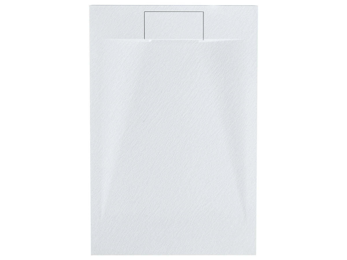 Shower Tray with Drain White SMC 80 x 120 x 3 cm Minimalist Natural Stone Effect Beliani