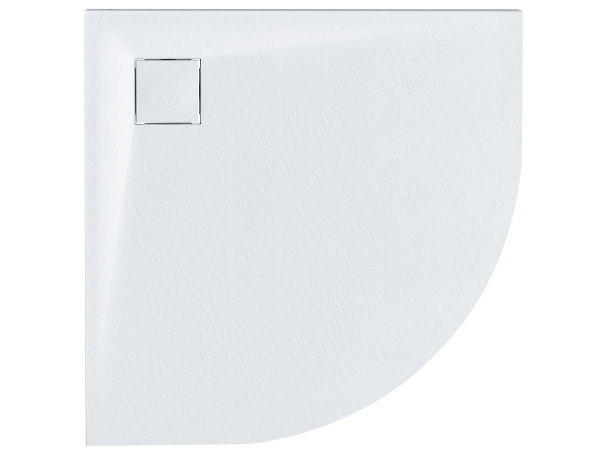 Shower Tray with Drain White SMC 90 x 90 x 3 cm Minimalist Natural Stone Effect Beliani