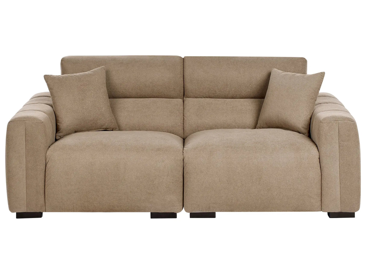 Modern Light Brown 3-Seater Fabric Sofa with Cushions Water-Resistant Upholstery Plushy Look Beliani