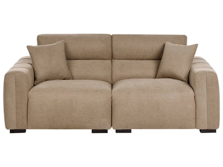 Modern Light Brown 3-Seater Fabric Sofa with Cushions Water-Resistant Upholstery Plushy Look Beliani