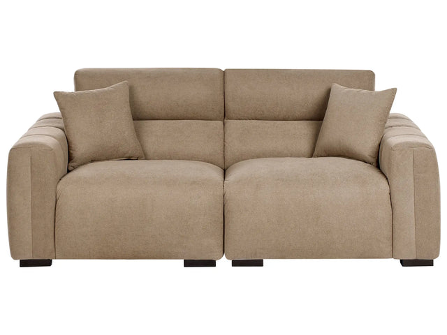 Modern Light Brown 3-Seater Fabric Sofa with Cushions Water-Resistant Upholstery Plushy Look Beliani