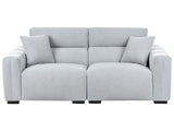Modern Light Blue 3-Seater Fabric Sofa with Cushions Water-Resistant Upholstery Plushy Look Beliani