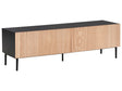 TV Stand Black MDF Natural Ash Wood Ribbed Front 2 Drawers Living Room Modern Beliani