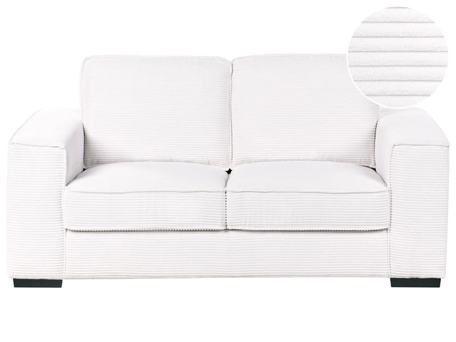 Sofa Corduroy White Jumbo Cord 2 Seater Comfortable Living Room Modern Retro Beliani