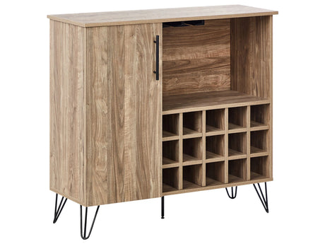 Wine Cabinet Light Brown Particle Board Wine Rack Sideboard Storage Dining Room Furniture Beliani