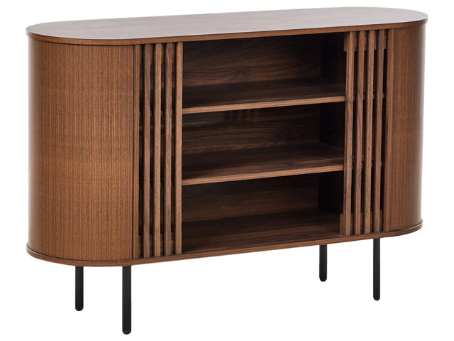 Sideboard Dark Brown Particle Board Metal Legs Retro Style Living Room Furniture Storage Beliani