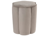 Pouffe Taupe Velvet Round 39 x 34 x 45 cm Footstool Accent Upholstery Modern Living Room Bedroom Furniture Beliani