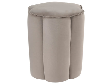 Pouffe Taupe Velvet Round 39 x 34 x 45 cm Footstool Accent Upholstery Modern Living Room Bedroom Furniture Beliani