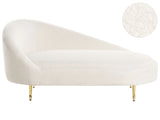 Chaise Lounge Off White Boucle Polyester Upholstery Left Hand Golden Legs Modern Design Living Room Furniture Beliani