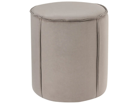 Pouffe Taupe Velvet Round 40 x 40 x 43 cm Footstool Accent Upholstery Modern Living Room Bedroom Furniture Beliani