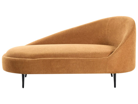 Chaise Lounge Orange Fabric Polyester Upholstery Right Hand Metal Legs Modern Design Living Room Furniture Beliani