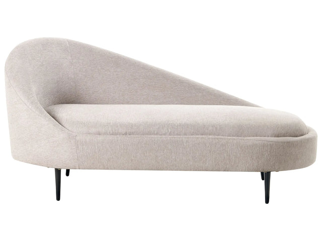 Chaise Lounge Taupe Fabric Polyester Upholstery Left Hand Metal Legs Modern Design Living Room Furniture Beliani