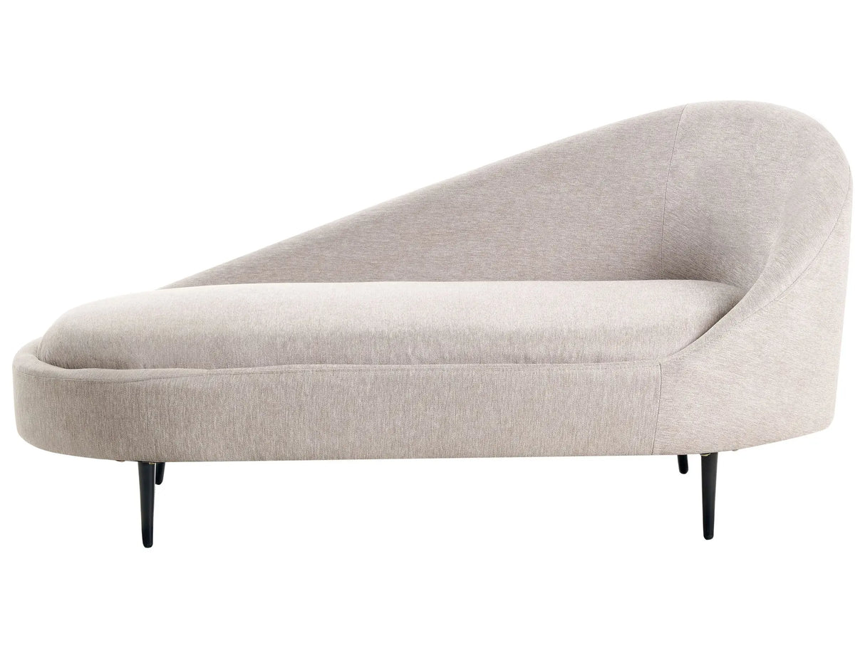 Chaise Lounge Taupe Fabric Polyester Upholstery Right Hand Metal Legs Modern Design Living Room Furniture Beliani