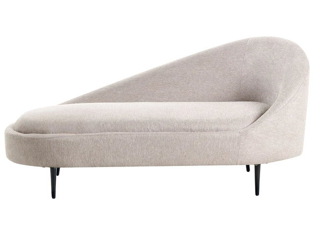 Chaise Lounge Taupe Fabric Polyester Upholstery Right Hand Metal Legs Modern Design Living Room Furniture Beliani