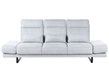 3 Seater Sofa Light Grey Polyester Upholstery Steel Legs Adjustable Armrests and Backrest Living Room Furniture Beliani