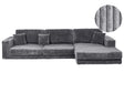 Left Hand 4 Seater Corner Sofa Dark Grey Jumbo Corduroy Upholstered Track Armrests Additional Cushions Minimalistic Modern Style Beliani