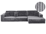 Left Hand 4 Seater Corner Sofa Dark Grey Jumbo Corduroy Upholstered Track Armrests Additional Cushions Minimalistic Modern Style Beliani