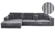 Right Hand 4 Seater Corner Sofa Dark Grey Jumbo Corduroy Upholstered Track Armrests Additional Cushions Minimalistic Modern Style Beliani