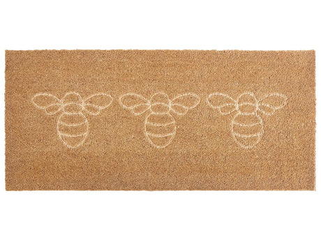 Doormat Natural Coir PVC Backing Anti-Slip 55 x 120 cm Home Text Motif Modern Indoor Decoration Beliani