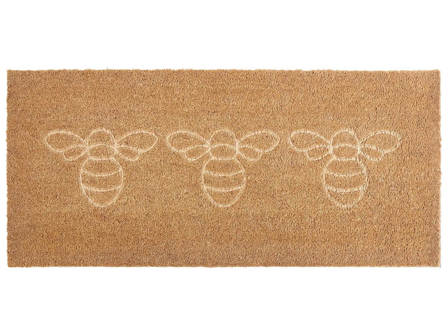 Doormat Natural Coir PVC Backing Anti-Slip 55 x 120 cm Home Text Motif Modern Indoor Decoration Beliani