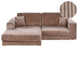 Right Hand 3 Seater Corner Sofa Light Brown Corduroy Upholstered Track Armrests Additional Cushions Minimalistic Modern Style Beliani