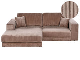 Right Hand 3 Seater Corner Sofa Light Brown Corduroy Upholstered Track Armrests Additional Cushions Minimalistic Modern Style Beliani