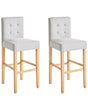 Set of 2 Bar Stools Grey Upholstered Tufted Fabric Footrest Modern Contemporary Beliani