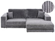 Left Hand 3 Seater Corner Sofa Dark Grey Corduroy Upholstered Track Armrests Additional Cushions Minimalistic Modern Style Beliani