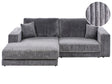 Right Hand 3 Seater Corner Sofa Grey Corduroy Upholstered Track Armrests Additional Cushions Minimalistic Modern Style Beliani