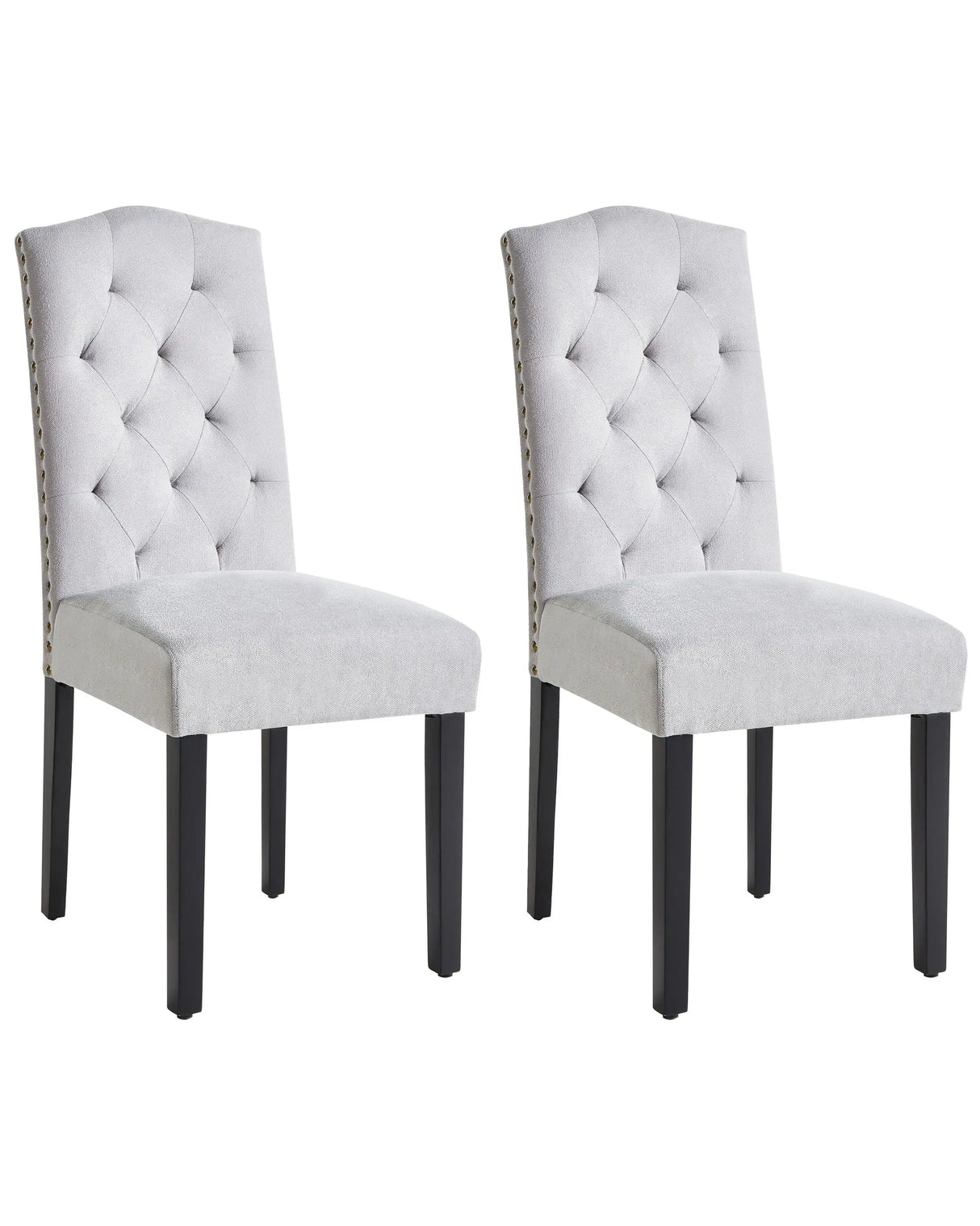 Set of 2 Dining Chairs Grey Velvet Fabric Modern Retro Design Black Wooden Legs  Beliani