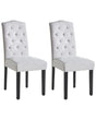 Set of 2 Dining Chairs Grey Velvet Fabric Modern Retro Design Black Wooden Legs  Beliani