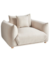 Armchair Light Beige Fabric Soft Wooden Legs Modern Scandinavian Decor Style Beliani