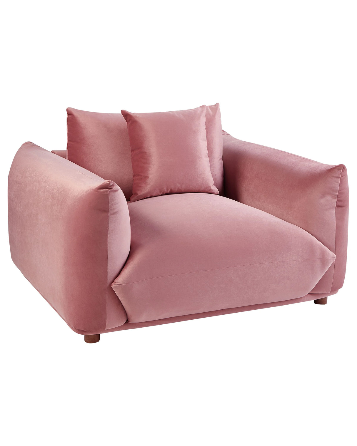 Armchair Pink Velvet Soft Wooden Legs Modern Scandinavian Decor Style Beliani