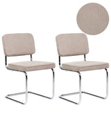 Set of 2 Dining Chairs Taupe Corduroy Upholstery Iron Legs Retro Style Beliani