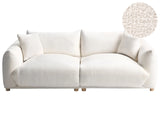 Boucle Sofa Off-White Polyester Upholstery 3 Seater with Scatter Cushions Living Room Settee Beliani