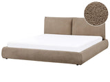 EU Super King Size Waterbed Brown Boucle Upholstery 6ft Base with Thick Padded Headboard Footboard Modern Style Bedroom Beliani